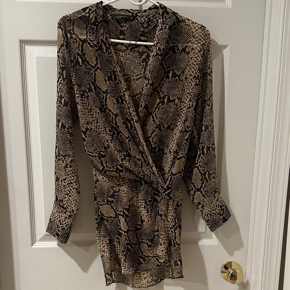 Zara Snake Print Blouse - Brown and Black